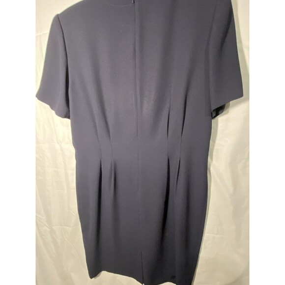 Debra Michaels Dress 14P Petites Career Navy Crepe Tailored Lightweight Zip Back - Picture 9 of 10